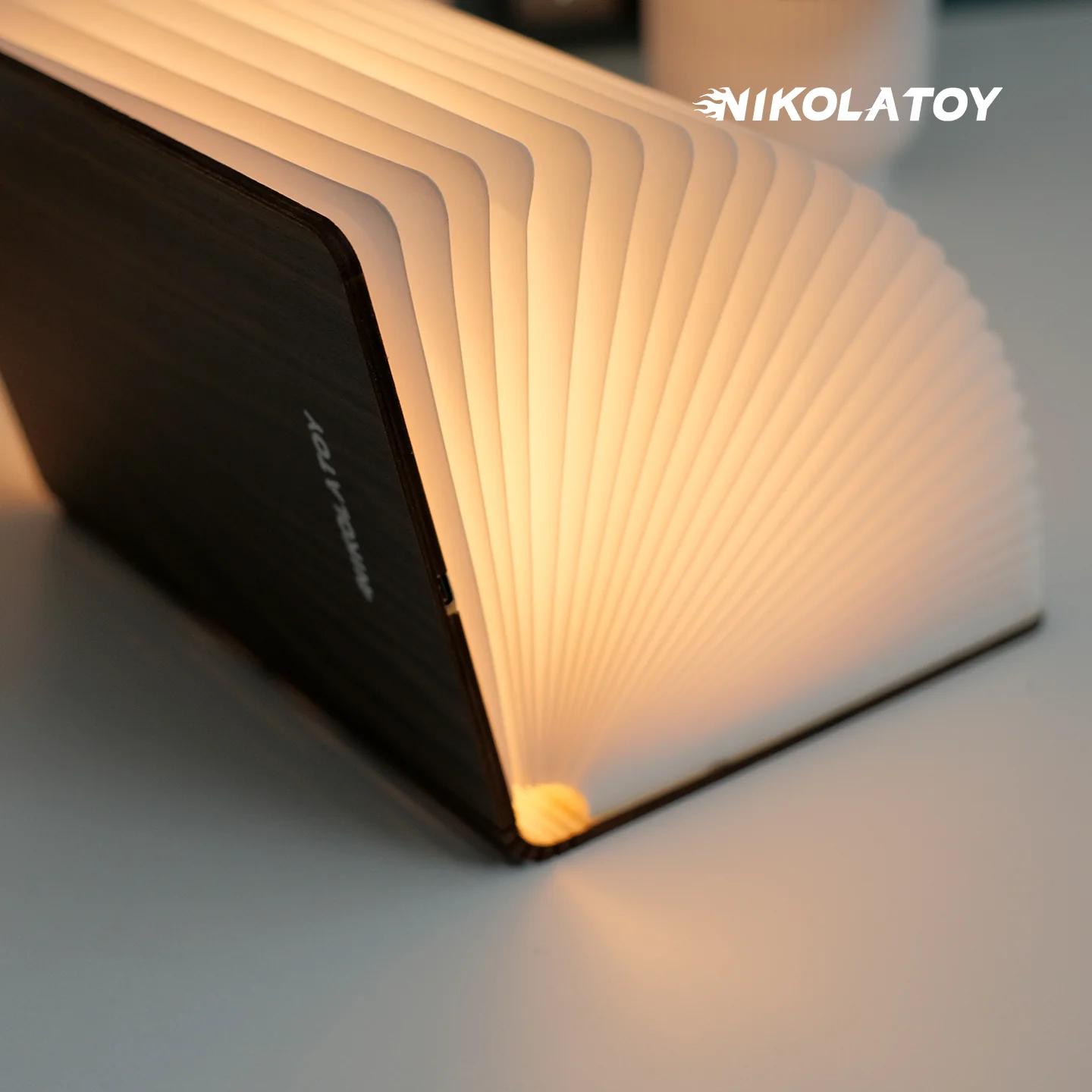 Black Walnut Folding Book Magnetic Night Light - Image 6