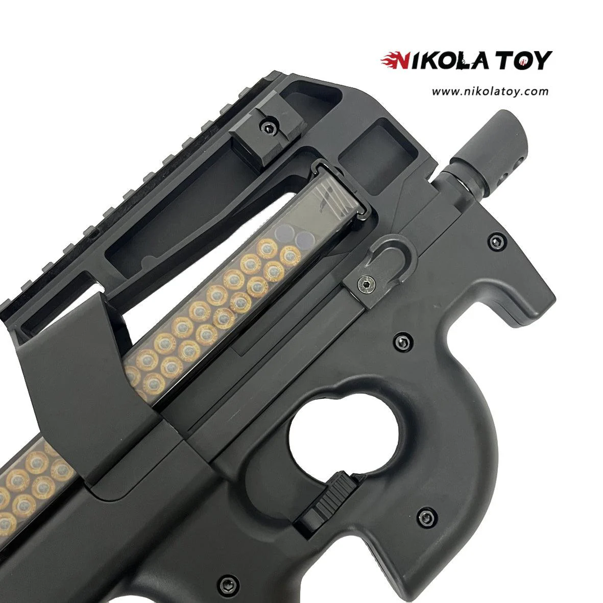 NIKOLATOY® P90 Gel Blaster Toy Gun 11.1V - High Speed＆Torque Motor - Ages 16+ (Black) - Image 3